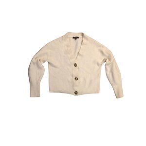 Off White Quince Merino Wool Alpaca Button Down V-Neck Boxy Cardigan Sweater